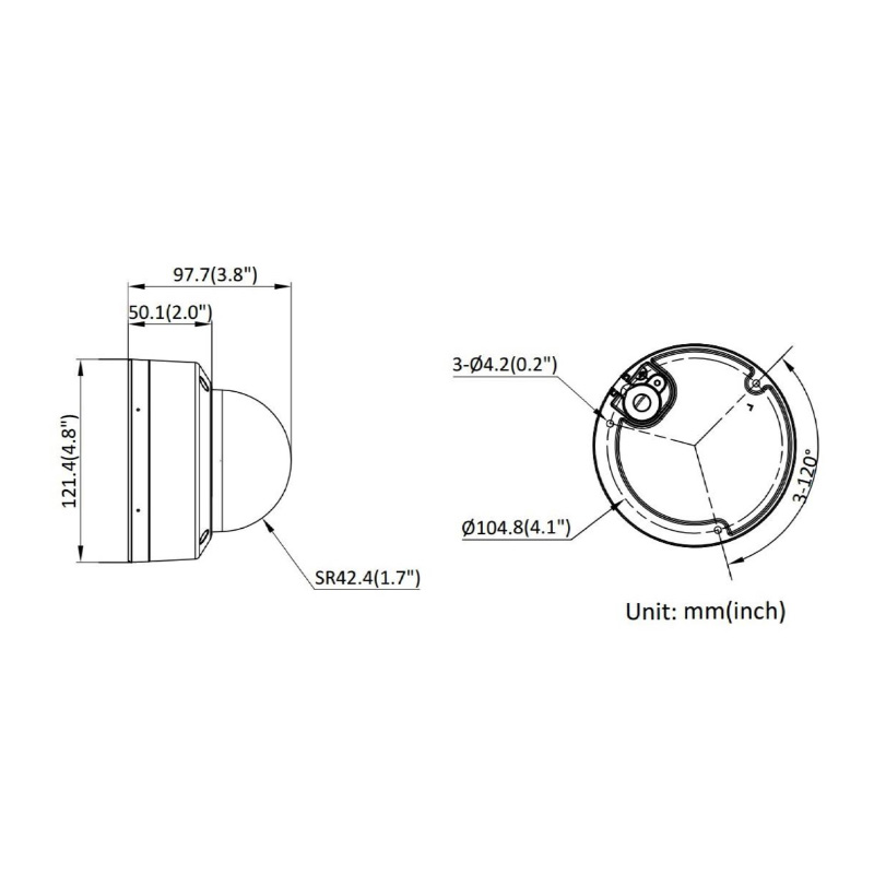 ابعاد دوربین مداربسته هایک ویژن DS-2CD1183G2-LIU