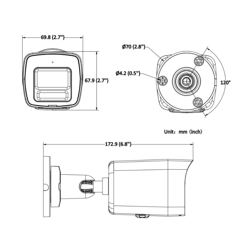 ابعاد دوربین تحت شبکه هایک ویژن DS-2CD1047G2H-LIU