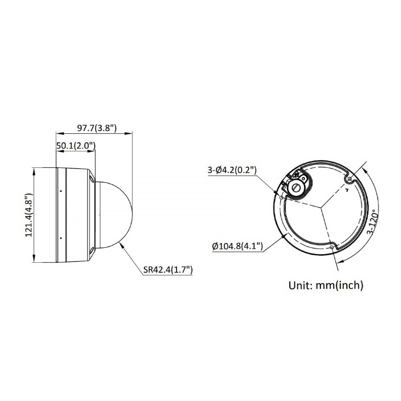ابعاد دوربین مداربسته هایک ویژن DS-2CD2163G2-LIS2U