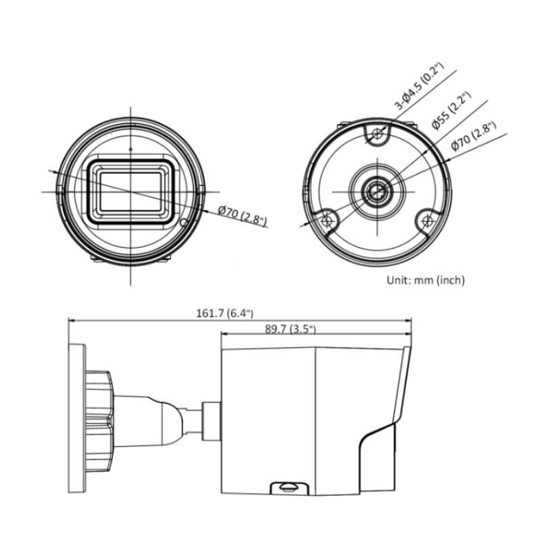ابعاد دوربین مداربسته هایک ویژن DS-2CD2046G2-I