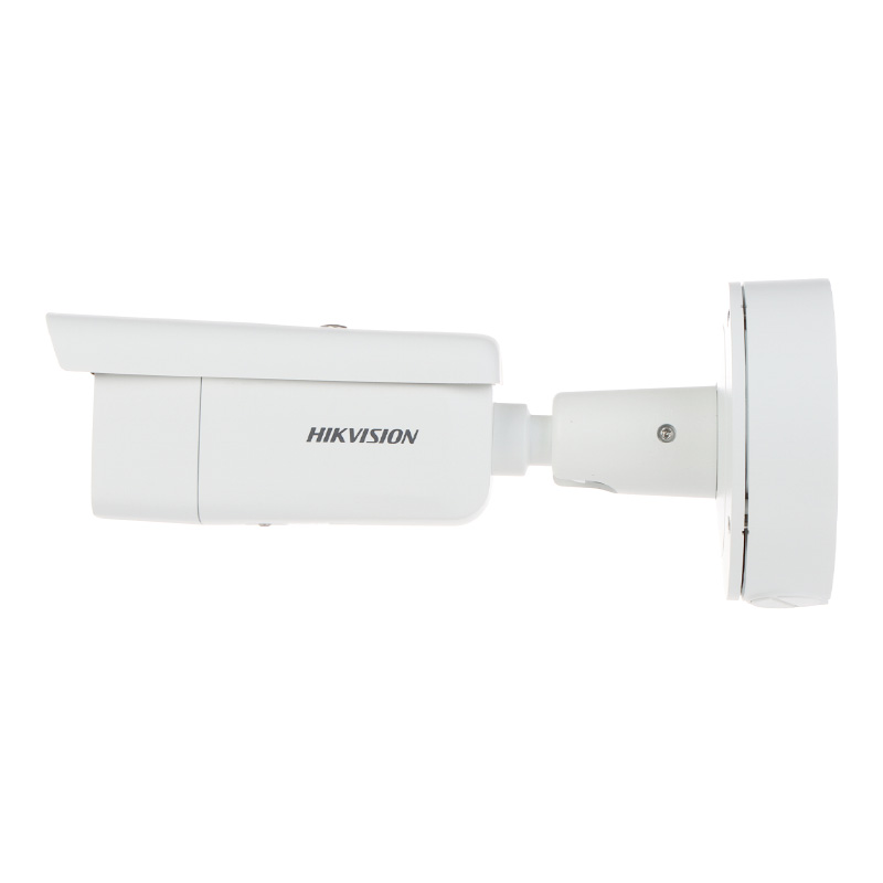 نمایی از کنار یک دوربین مداربسته هایک ویژن DS-2CD2646G2-IZS به رنگ سفید