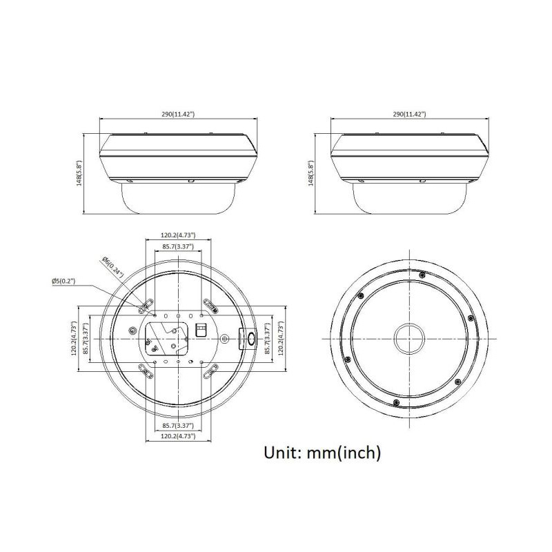 ابعاد دوربین مداربسته هایک ویژن DS-2CD6D44G1H-IZS