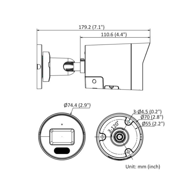ابعاد دوربین مداربسته هایک ویژن DS-2CD2067G2H-LIU/SL