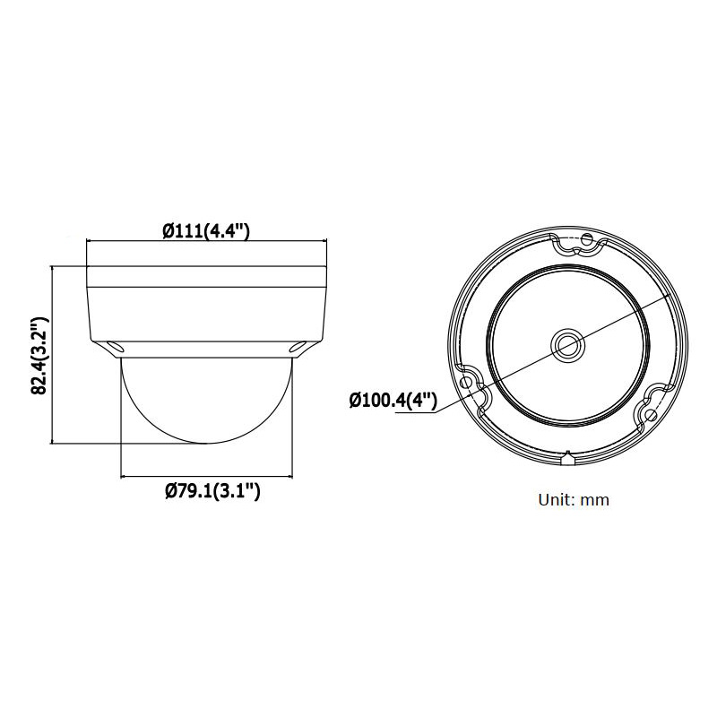 ابعاد دوربین مداربسته هایک ویژن DS-2CD2185FWD-I