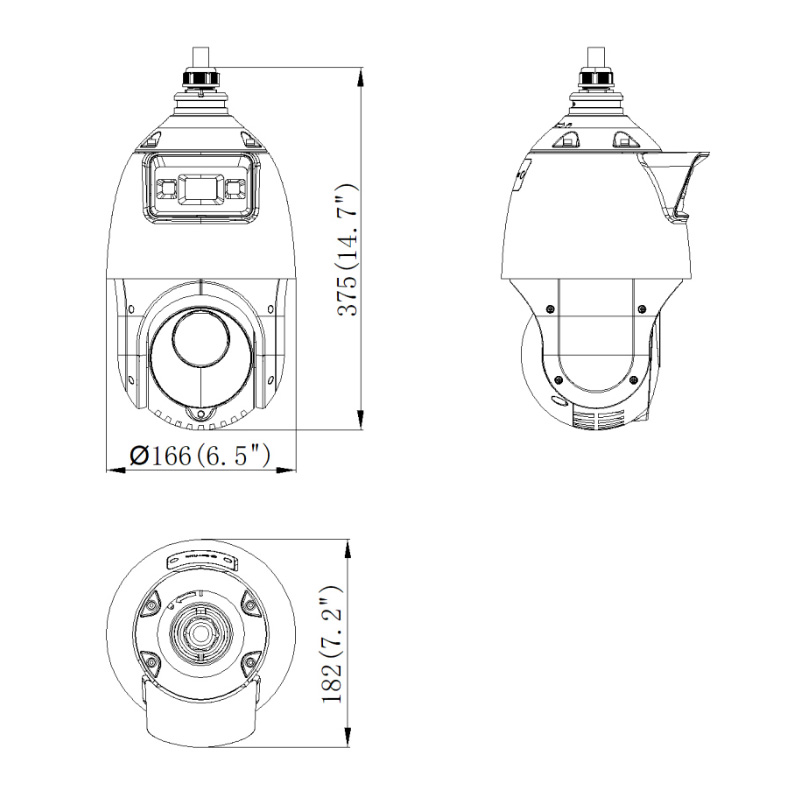ابعاد دوربین مداربسته هایک ویژن مدل DS-2SE4C425MWG-E (14F0)
